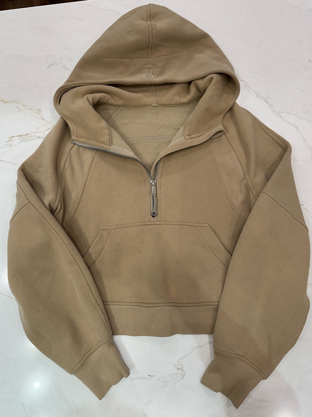 Lululemon Oversized Scuba Half-Zip Hoodie in Tan